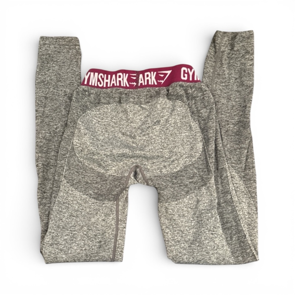 Gymshark Flex High Waisted Leggings Charcoal Marl Deep Plum Size Small GUC - Picture 2 of 3